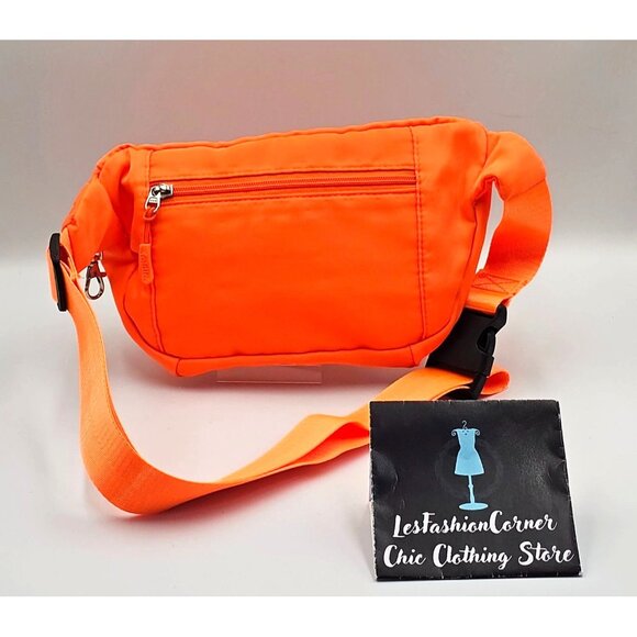 Foldie Unisex Neon Orange Lightweight Fanny Pack Adjustable Strap Waist Bag 2732 - Picture 12 of 16
